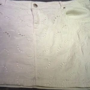 White denim eyelet skirt